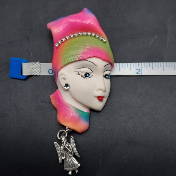 Lady Face Lady Head Brooch Artisan Handcrafted - Picture 4 of 7